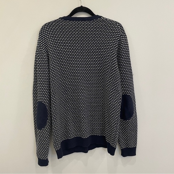 Van Heusen Navy Patterned Crew Neck - Picture 3 of 6